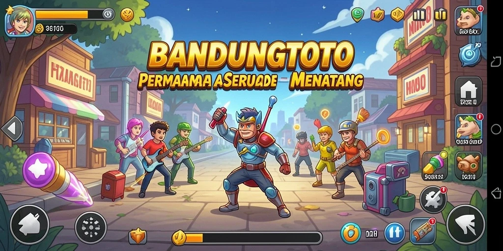 Tampilan gameplay dinamis dan penuh warna dari BANDUNGTOTO.