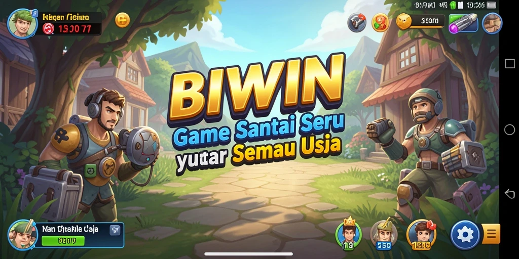 Tampilan gameplay BIWIN yang penuh warna dan menyenangkan.