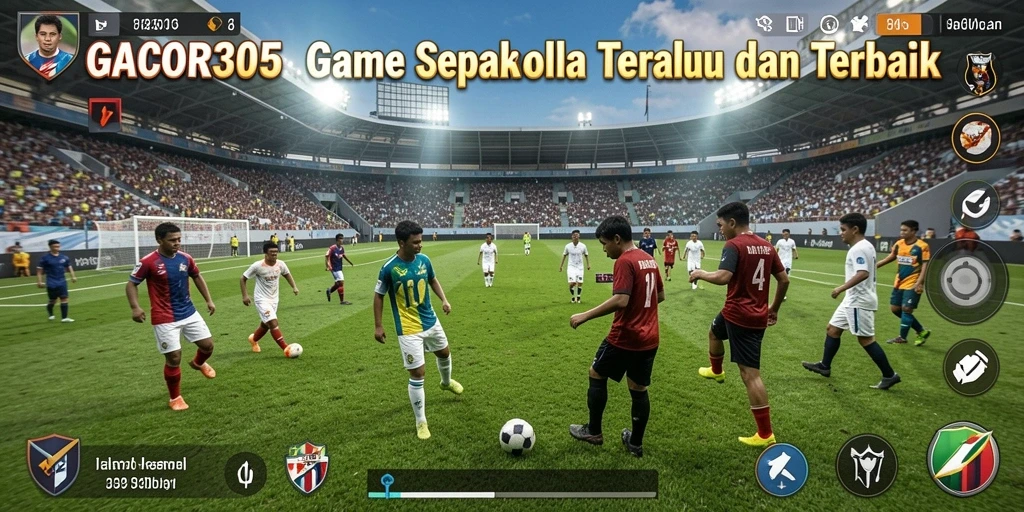 Tampilan gameplay GACOR305 yang menegangkan saat pertandingan sepak bola.