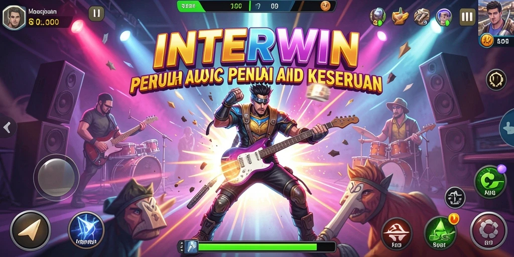 Tampilan menarik dari gameplay INTERWIN yang penuh musik dan keseruan.