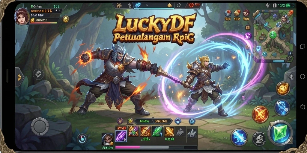Tampilan gameplay LUCKYDF yang memikat dan penuh aksi RPG.