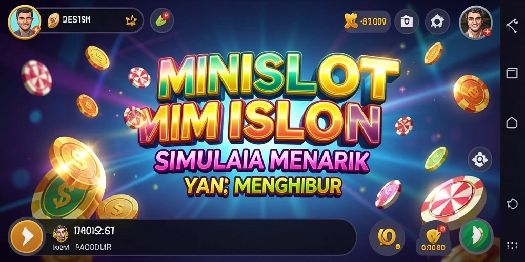 Tampilan gameplay MINISLOT dengan mesin slot yang dinamis dan berwarna-warni.