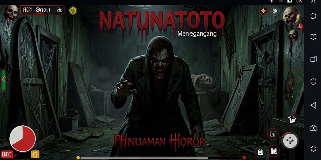Tampilan mendebarkan dari gameplay NATUNATOTO dengan suasana horor.