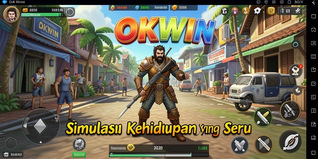 Screenshot gameplay OKWIN menampilkan karakter dan lingkungan interaktif yang realistis.