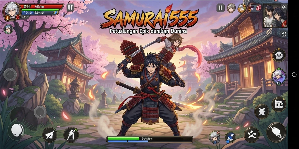 Tangkapan layar gameplay SAMURAI555 yang menampilkan aksi seru.