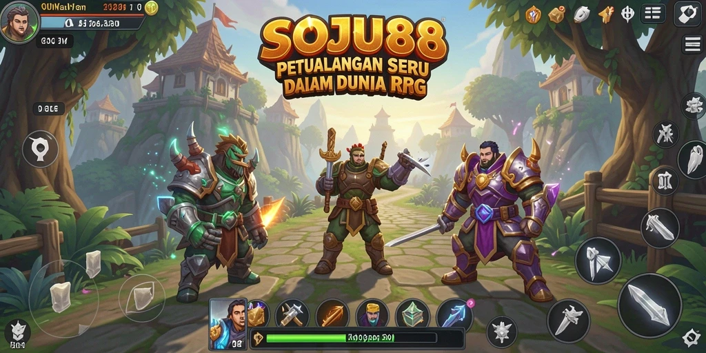 Tampilan layar permainan <strong>SOJU88</strong> yang memukau dalam pertarungan RPG.