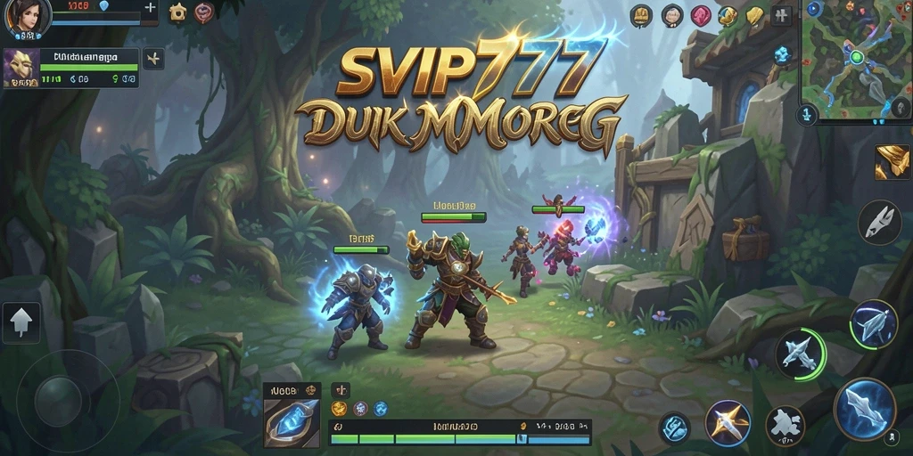 Screenshot utama game SVIP777 menampilkan aksi bertempur seru dalam dunia MMORPG.