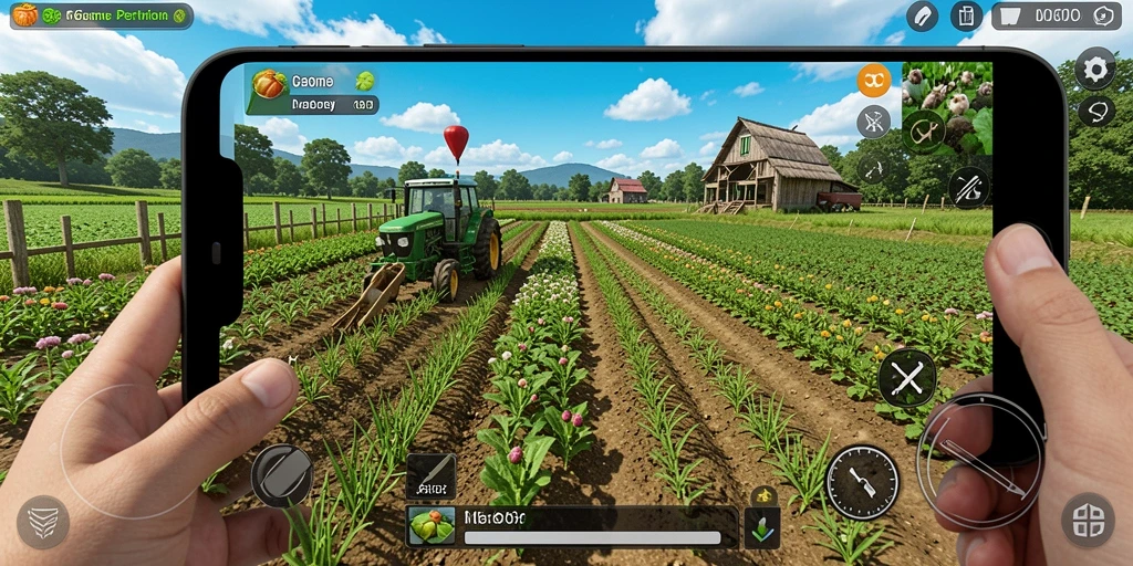 Screenshot T6 menampilkan pengalaman bertani yang seru dan realistis.